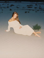 Momyraise Umstandskleider Enges Volltonfarbe Schulterfreie Langarm Elegant Beiläufige Ausgehabend Strand Fotoshooting Kleider