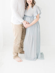 Momyraise Umstandsmode Fotoshootingkleider Rüschen V-Ausschnitt Boho Lässig Für Schwangerschaft