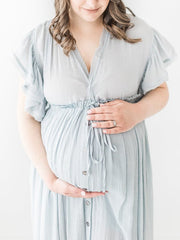 Momyraise Umstandsmode Fotoshootingkleider Rüschen V-Ausschnitt Boho Lässig Für Schwangerschaft