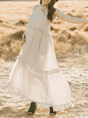 Momyraise Umstandskleider Rüschen Rundhals Neckholder Ärmellos Süße Damen Elegant Fotoshooting Für Schwangerschaft