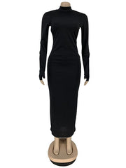 Momyraise Umstandskleider Enges Cut Out Rückenfrei Langarm Elegant Studio Babybauch Shooting