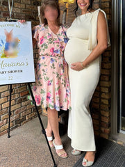 Momyraise Umstandskleider Enges Volltonfarbe Ärmellos Elegant Beiläufige Mode Abend Fotoshooting Kleider