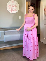 Momyraise Umstandskleider Sonnenblumendruck Rüschen Stickerei Spaghettiträger Ärmellos Elegant Täglich Strand Urlaub