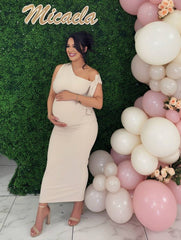 Momyraise Umstandskleider Dünn Volltonfarbe Elasthan Ärmellos Elegant Beiläufige Mode Ausgehabend Fotoshooting