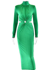 Momyraise Umstandskleider Schlank Volltonfarbe Langarm Elegant Mode Ausgehabend Cocktail Ball