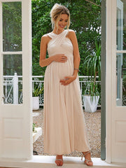 Momyraise Umstandskleider Seitenschlitz Drapiert Rückenfrei Ärmellos Schick Elegant Ball Babybauch Shooting für Schwangere