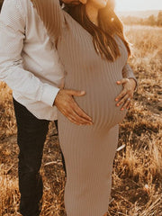 Momyraise Umstandskleider Schlank Knit V-Ausschnitt Langarm Täglich Mode Für Schwangerschaft