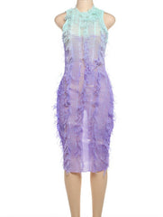 Momyraise Umstandskleider Enges Farbverlauf Ombre Farbkontrast Fransen Cut Out Ärmellos Mode Täglich Cocktail Kleider