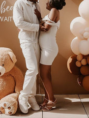 Momyraise Umstandskleider Enges Irregulär Schlank Eine Schulter Kurzärm Beiläufige Mode Täglich Lässig Kleider