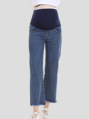 Momyraise Schwangerschaft Stütze Bauch Mit Hoher Taille Beiläufige Lose Breites Bein Denim Umstandsmode Hosen