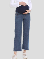 Momyraise Schwangerschaft Stütze Bauch Mit Hoher Taille Beiläufige Lose Breites Bein Denim Umstandsmode Hosen