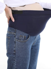 Momyraise Schwangerschaft Stütze Bauch Mit Hoher Taille Beiläufige Lose Breites Bein Denim Umstandsmode Hosen