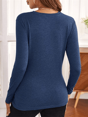 Momyraise Stilltops Volltonfarbe Langarm Täglich Lässig Mode Umstandsmode T-Shirt Oberteile