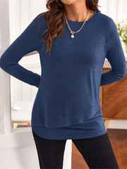 Momyraise Stilltops Volltonfarbe Langarm Täglich Lässig Mode Umstandsmode T-Shirt Oberteile