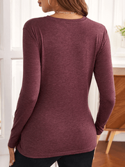 Momyraise Stilltops Volltonfarbe Langarm Täglich Lässig Mode Umstandsmode T-Shirt Oberteile