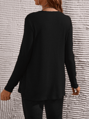 Momyraise Umstandsmode Volltonfarbe Rippenstrick Seitenschlitz Rundhals Langarm Täglich Lässig Mode Pullover Damenoberteile