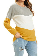 Momyraise Stilltops Patchwork Farbkontrast Rundhals Langarm Täglich Mode Für Schwangerschaft