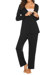 Momyraise Umstandsmode Loungewear Zweiteiliger V-Ausschnitt Langarm Täglich Lässig Mode Frauen Stillen Mutterschaft