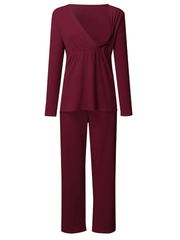 Momyraise Umstandsmode Loungewear Zweiteiliger V-Ausschnitt Langarm Täglich Lässig Mode Frauen Stillen Mutterschaft