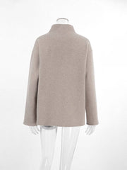 Momyraise Damen Mäntel Zweireiher Doppelte Knopfleiste V-Ausschnitt Stehkragen Elegant Vintage Täglich Doppelreiher Damenjacke