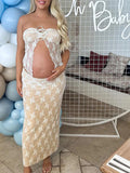 Momyraise Umstandskleider Enges Spitze Schlitz Bandeau Täglich Elegant Mode Abend Urlaub Babybauch Shooting