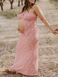 Momyraise Umstandskleider Enges Spitze Schlitz Bandeau Täglich Elegant Mode Abend Urlaub Babybauch Shooting