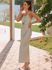 Momyraise Brautjungfern Kleider Schlank Satin Bandeau One Shoulder Elegant Ball Ferien Damen Maxikleid