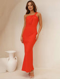 Momyraise Brautjungfern Kleider Schlank Satin Bandeau One Shoulder Elegant Ball Ferien Damen Maxikleid