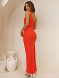Momyraise Brautjungfern Kleider Schlank Satin Bandeau One Shoulder Elegant Ball Ferien Damen Maxikleid