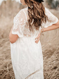 Momyraise Umstandskleider Fotoshootingkleid Spitze Mesh Wellensaum Babybauch Maxikleider
