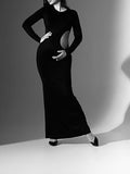 Momyraise Umstandskleider Enges Volltonfarbe Cut Out Rundhals Langarm Elegant Mode Für Schwangerschaft