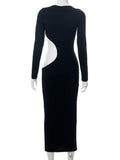 Momyraise Umstandskleider Enges Volltonfarbe Cut Out Rundhals Langarm Elegant Mode Für Schwangerschaft