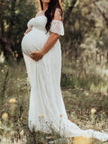 Momyraise Umstandskleider Spitzenkleider Fotoshootingkleid Babybauch Bandeau Maxikleider