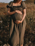 Momyraise Umstandskleider Raffungen Rüschen Drapiert Kurzärm Lässig Vintage Fotoshooting Für Schwangerschaft