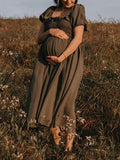 Momyraise Umstandskleider Raffungen Rüschen Drapiert Kurzärm Lässig Vintage Fotoshooting Für Schwangerschaft