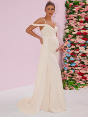 Momyraise Umstandskleider Schlank Fischschwanz V-Ausschnitt Ärmellos Elegant Abend Ball Braut Babybauch Shooting