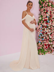 Momyraise Umstandskleider Schlank Fischschwanz V-Ausschnitt Ärmellos Elegant Abend Ball Braut Babybauch Shooting