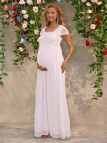 Momyraise Umstandskleider Spitze Mesh Quadratischem Kragen Kurzärm Elegant Mode Braut Babybauch Shooting