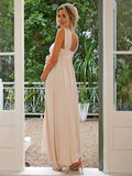 Momyraise Umstandskleider Seitenschlitz Drapiert Rückenfrei Ärmellos Schick Elegant Ball Babybauch Shooting für Schwangere