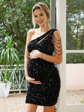 Momyraise Umstandskleider Schlank Pailletten Rückenfrei Ärmellos Aktuelles Schick Elegant Abend Cocktail