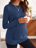 Momyraise Stilltops Volltonfarbe Langarm Täglich Lässig Mode Umstandsmode T-Shirt Oberteile
