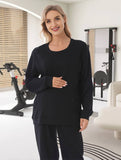 Momyraise Stilltops Volltonfarbe Rundhals Langarm Beiläufige Mode Locker Täglich Lässig das Sweatshirt